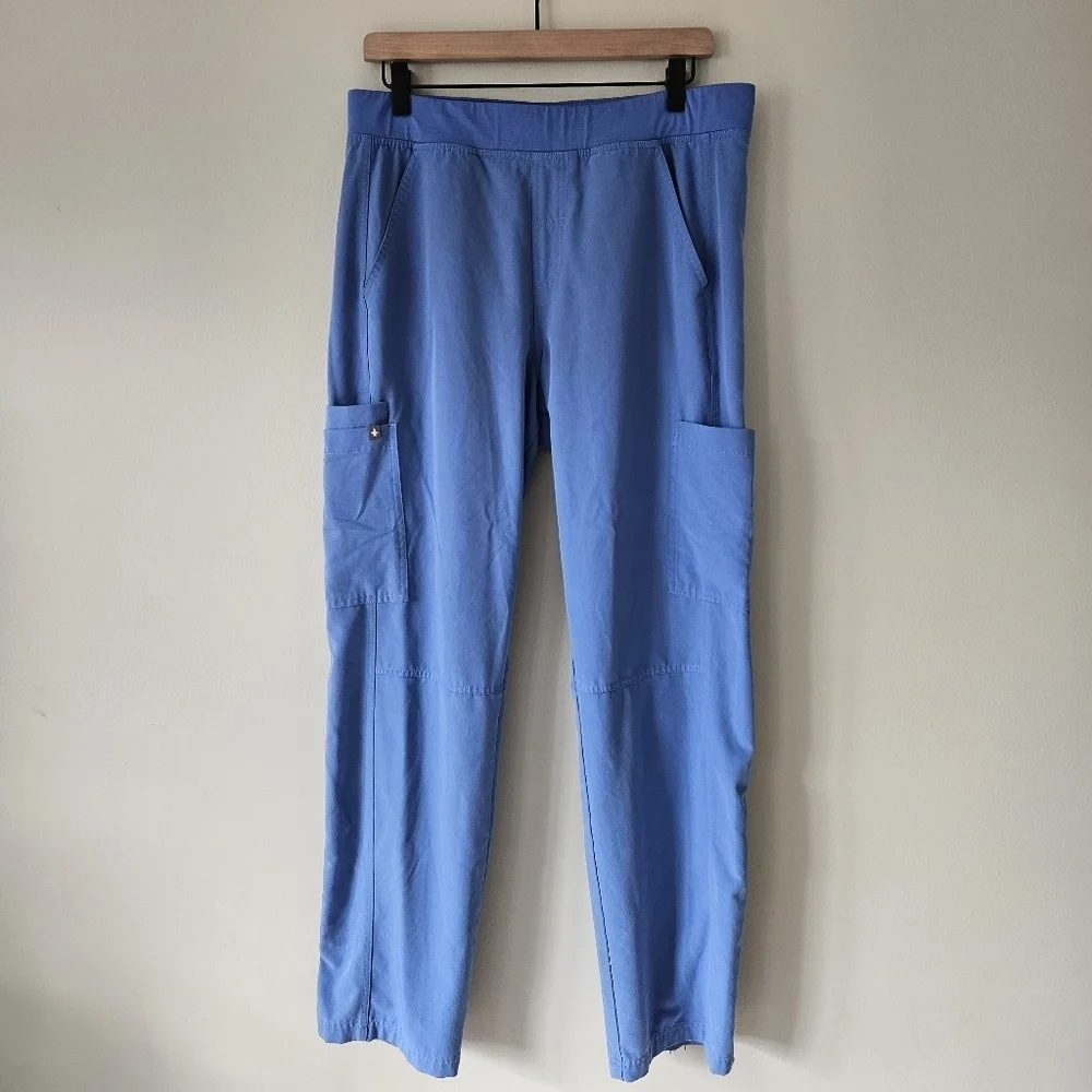 Figs Ocean Blue Axim Pull On Cargo Scrub Pants